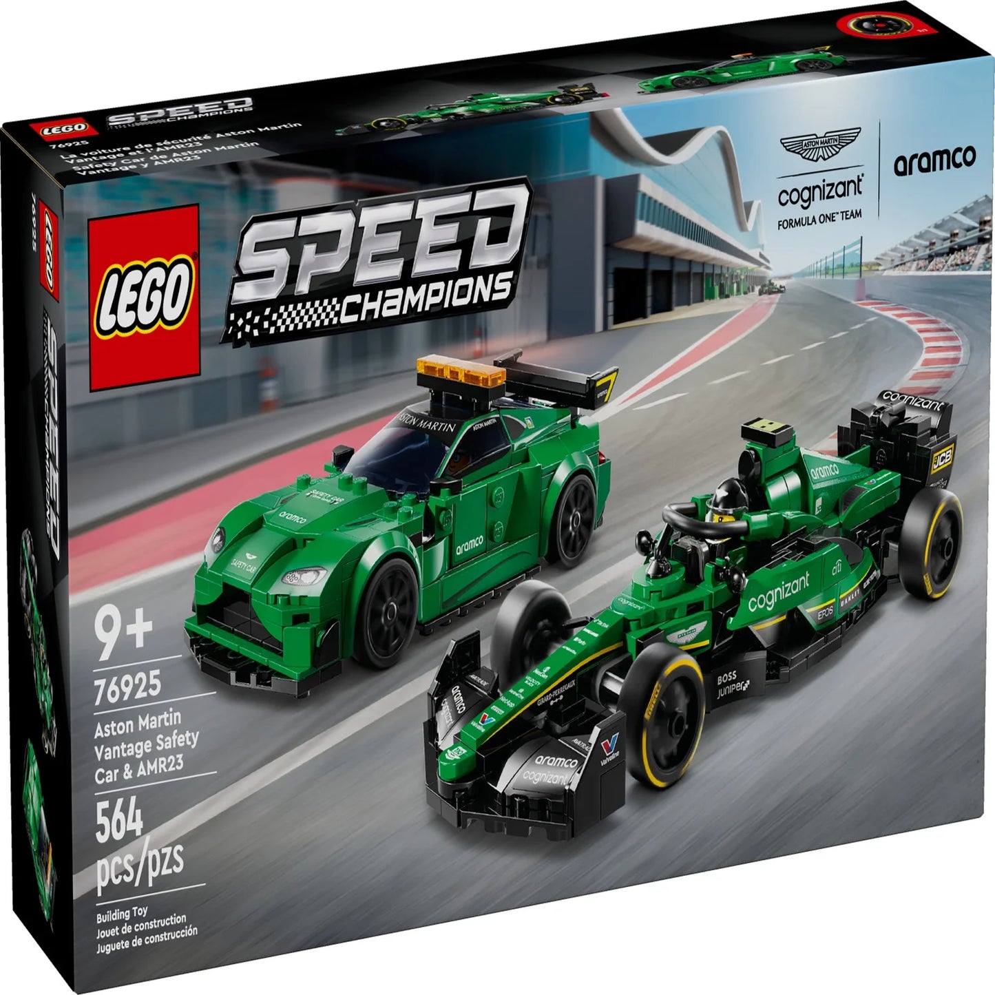 LEGO Speed Champions Aston Martin Safety Car & AMR23 Racing Car Toy, 2 Vehicles Included, Aston Martin Car Toy & F1 Toy Model with 2 Minifigures, Birthday Gift for Kids 9 Years Old and Up, 76925