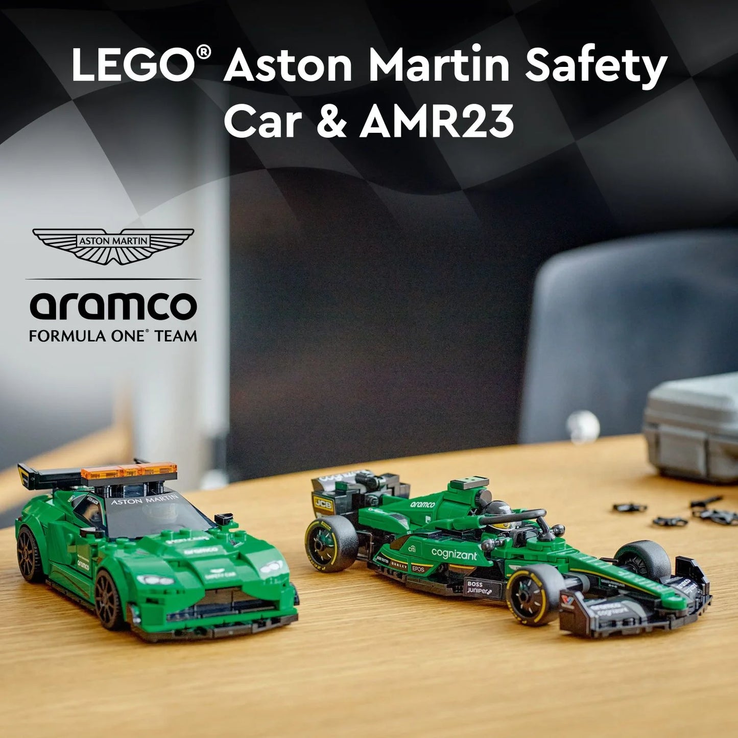 LEGO Speed Champions Aston Martin Safety Car & AMR23 Racing Car Toy, 2 Vehicles Included, Aston Martin Car Toy & F1 Toy Model with 2 Minifigures, Birthday Gift for Kids 9 Years Old and Up, 76925