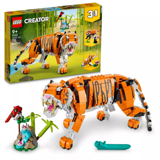 EGO Creator 3 in 1 Majestic Tiger Building Set, Transforms from Tiger to Panda or Koi Fish Set, Animal Figures, Collectible Building Toy, Gifts for Kids, Boys & Girls 9 Plus Years Old, 31129