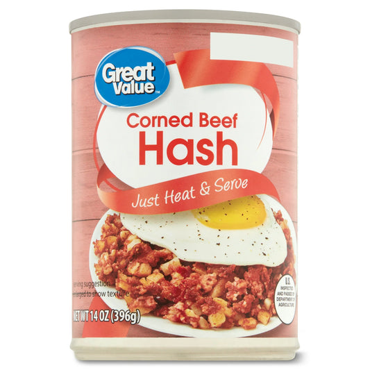 New Great Value Corned Beef Hash, 14 oz Steel Can (6 pack)